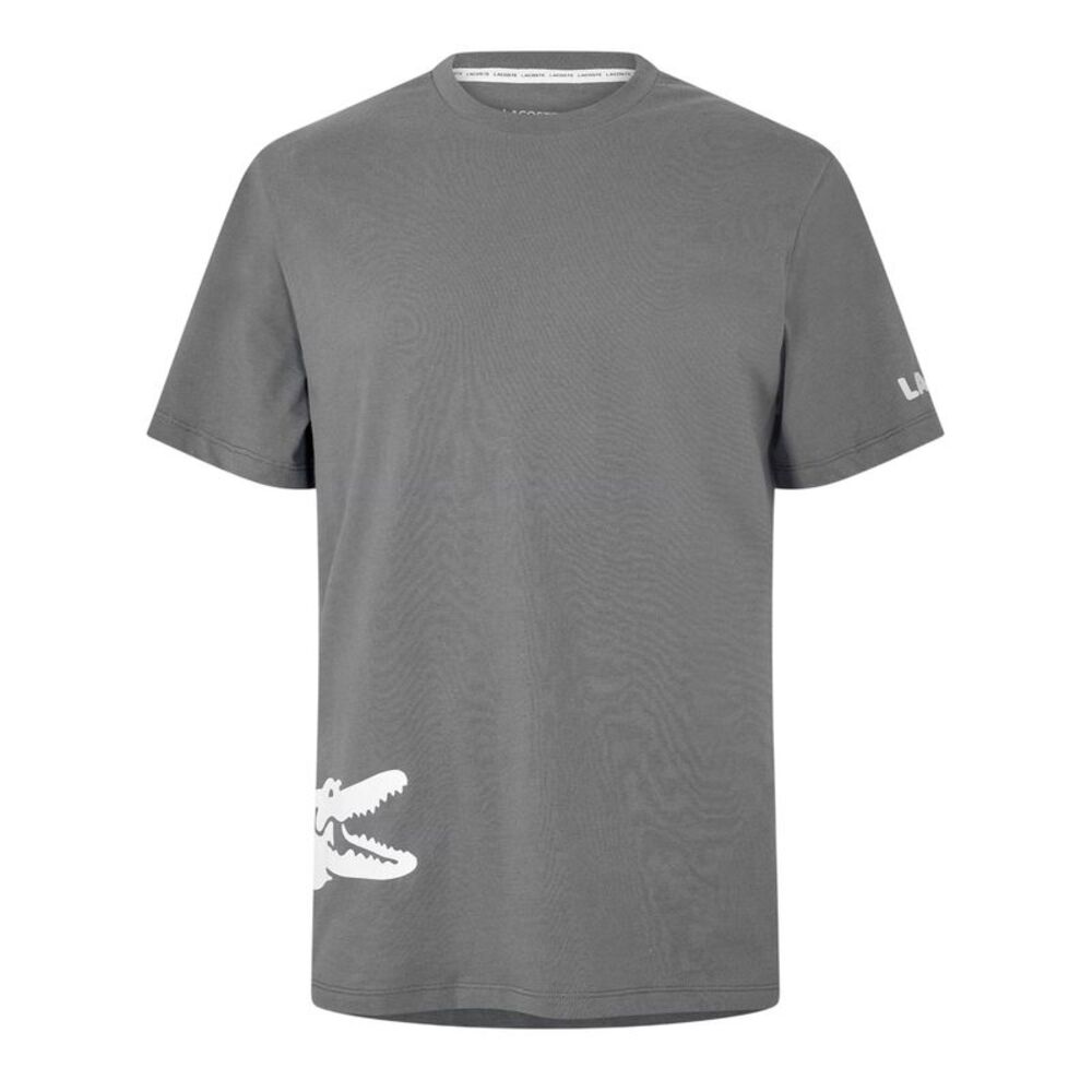 Lacoste Mens Back Print Cotton Short-Sleeved Pajama Top / Gray